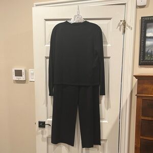 Elegant Black Knit 2-piece Women's pants suit